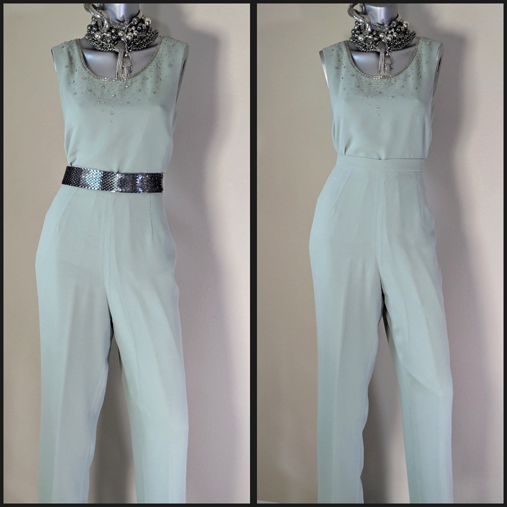 R & M Richards Cocktail Wedding Mother of the Bride Beaded Sequin 3-PC Pantsuit - Picture 4 of 13